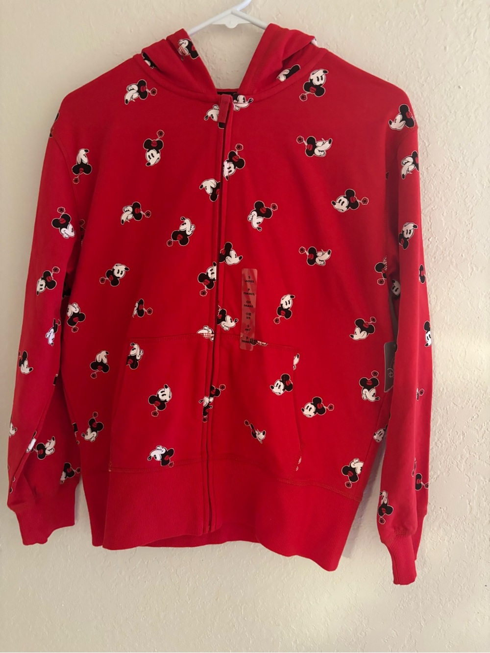 Women’s Red Mickey Mouse Zip-Up Hoodie